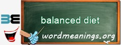 WordMeaning blackboard for balanced diet